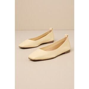 Intentionally Blank Image Eggnog Leather Square-Toe Ballet Flats